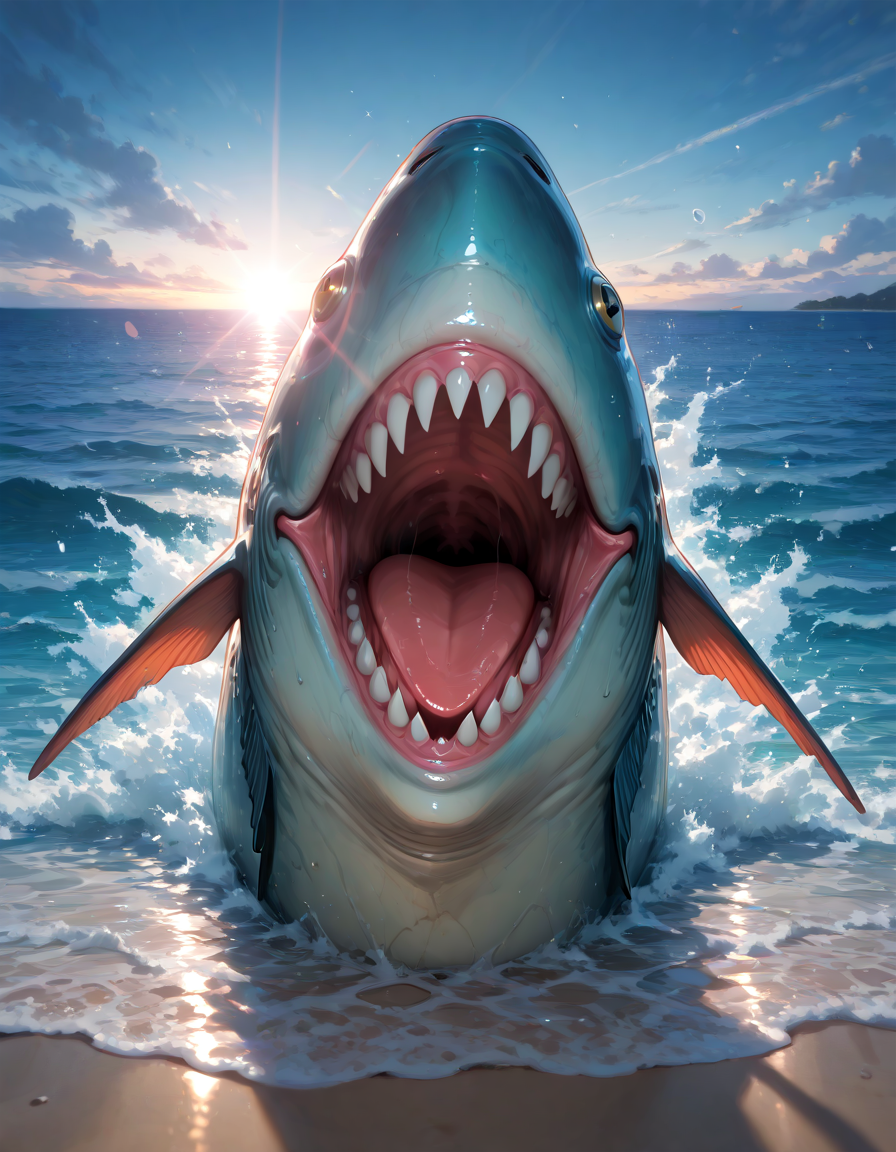 fish, sharp teeth, sea, depth of field, lens flare, distortion, masterpiece, best quality, amazing quality <lora:Lora\SDXL\sdxl_offset_example_v10:0.4>