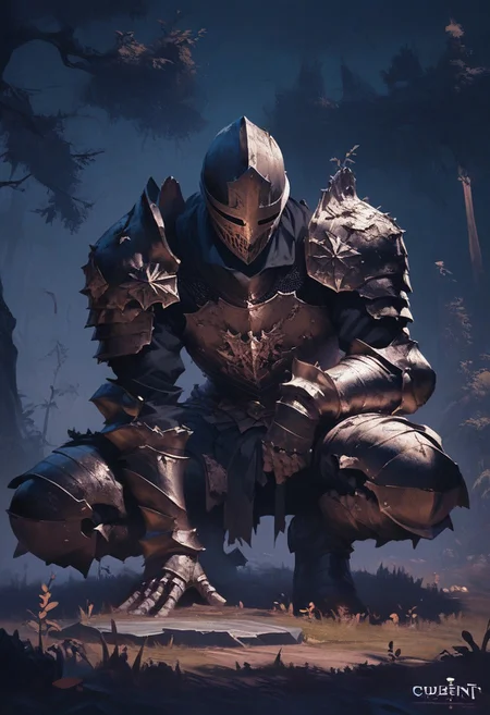 score_9_up, score_8_up, score_7_up, high resolution, high quality, masterpiece, ultra detailed, concept art, arm0rs3nt1n3l, gwentstyle,
Dark night, 
Giant tree background, two slates on the side
Swords jammed on ground, wounded, Full armor, plate armor,