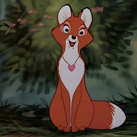Vixey, female, fox, cartoon, Disney, 2D,
full body, happy, female, (((looking at viewer))), (((front-view))), smug, (((eyelashes))), (((girly))), (((flirty))), slightly open mouth, (((no neckwear except pink heart necklace))), solo, happy, smiling, feral, quadruped, (((full-body view))), (((sitting in place))), friendly, four paws, (((mostly open eyes))), (((open mouth))), cute, sweet, solo, large expressive eyes, detailed fur