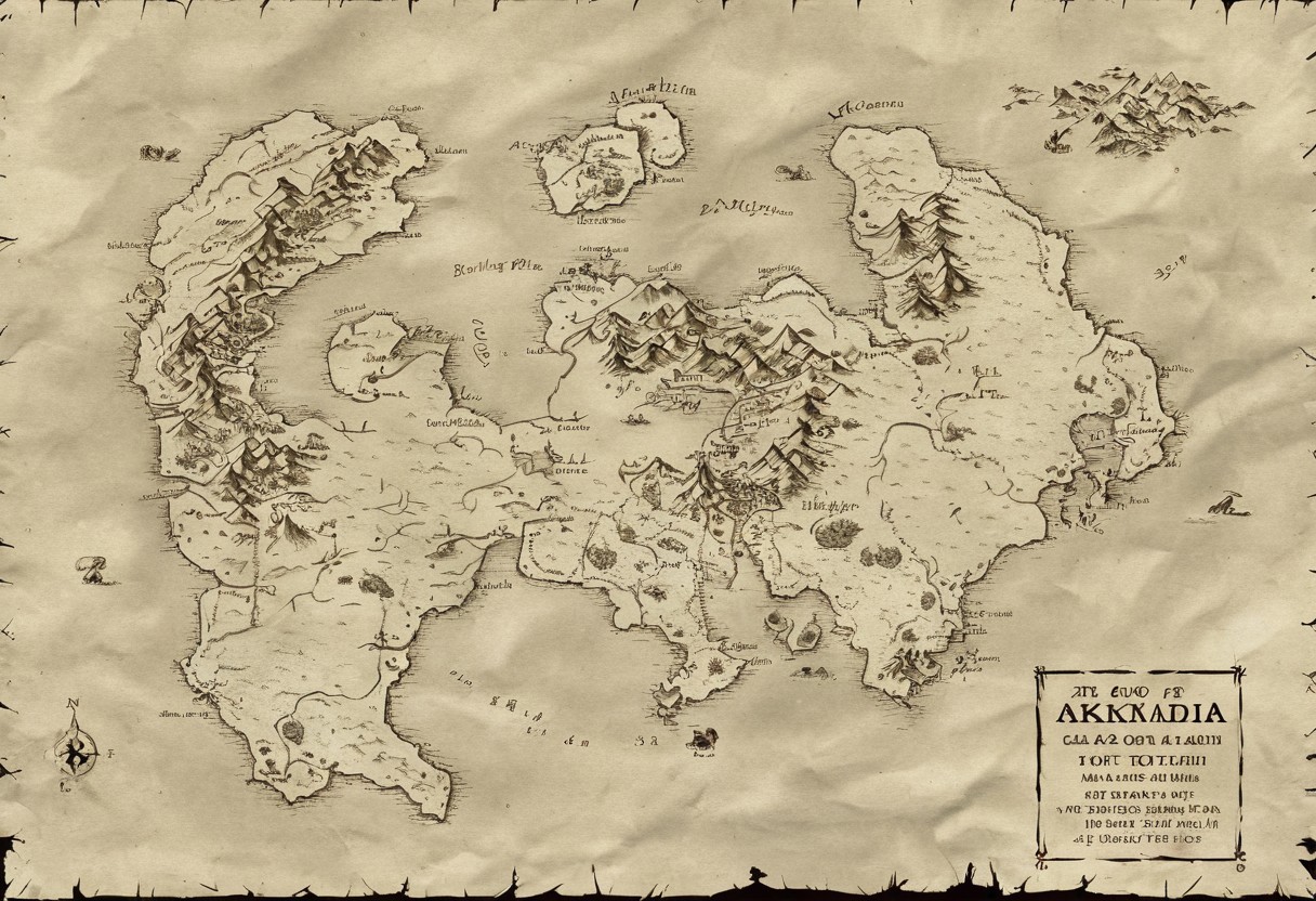fantasy map of an ancient land, egypt, mesopotamia, akkadian, babylonian, hieroglyphics, cartouche <lora:fantasy map-heavy:0.7>