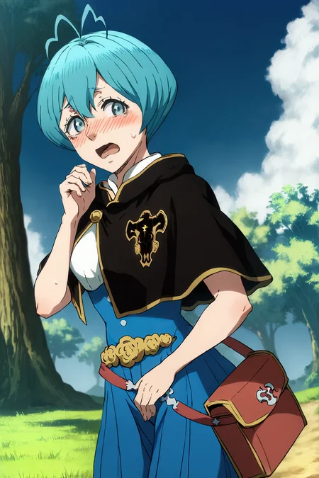 sharp focus, pixiv masterpiece, intricate details, highly detailed, source_anime, score_9_up, score_8_up, score_7_up, score_9, looking at viewer, grey_bc, blackbull-cape, antenna_hair, sleeveless shirt, emblem,
highres,1girl,solo, absurd res,exquisite visuals, <lora:grey_bc_ponyxl_0.3:0.9>, cowboy shot, shy, blushing, open mouth, high-waisted pants, three-way belt, squared pouch, standing