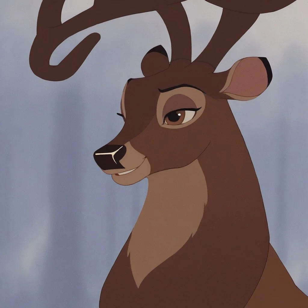 score_9, score_8_up, score_7_up, score_6_up, score_5_up, score_4_up, score_4, detailed face, detailed eyes, detailed fur, male
BREAK
Great Prince of the Forest, GPotF, deer, buck, disney, antlers, brown fur, tan Markings, beige markings, brown eyes, brown eyelids, brown eyeshadow, eyeliner, black eyebrows, smiling, raised eyebrows
BREAK
Headshot
<lora:add-detail-xl:1.0>