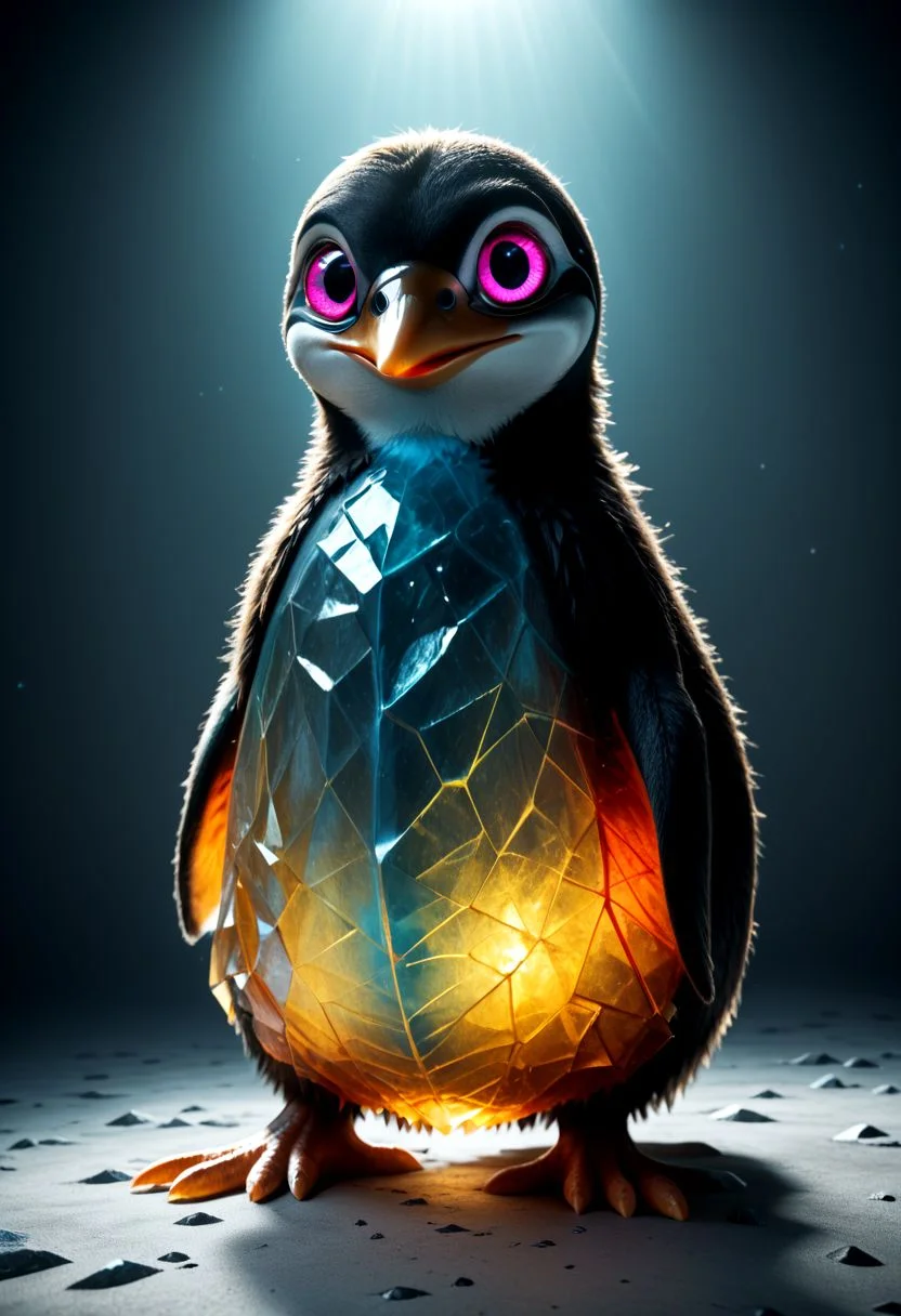 score_9, score_8_up, score_7_up, source_photo, a penguin, ice body, reflective ice eyes, ice crusted fur, centered, no humans, animal focus, TheWeirdPony, BREAK, mesmerizing, solo, vibrant, Masterpiece, 8k, enhanced resolution, best quality, enhanced details, best artist, sharp edges, detailed textures, full body shot, atmospheric lighting, visually stunning, perfect composition, trending on behance