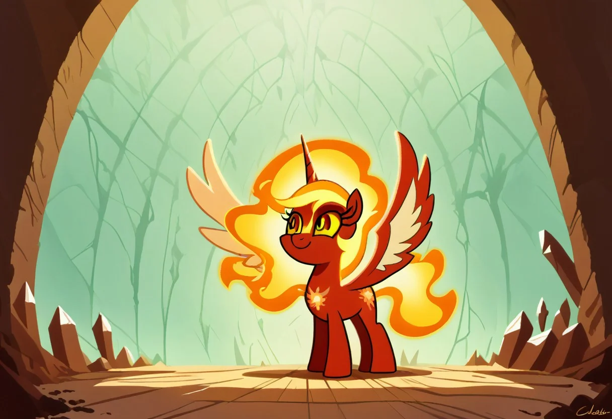 score_9, score_8_up, score_7_up, score_6_up, score_5_up, score_4_up, The dark side of Celestia, Daybreaker, alicorn pony, g5, rich colors, crystal castle, Crystal Empire, crystal heart in the center of the square, presents a painting of rabbits and pony, aroused, front view, detailed background, pony, solo, detailed, 8k quality, side view, beautiful, teasing, easel and brushes, leaned to the floor, free actions,