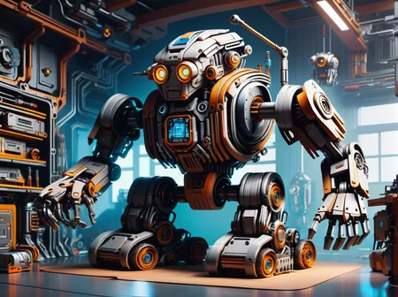 hyper detailed masterpiece, dynamic, awesome quality,DonMCr0wB4rXL robotics labs residence <lora:DonMCr0wB4rXL-000008:1>