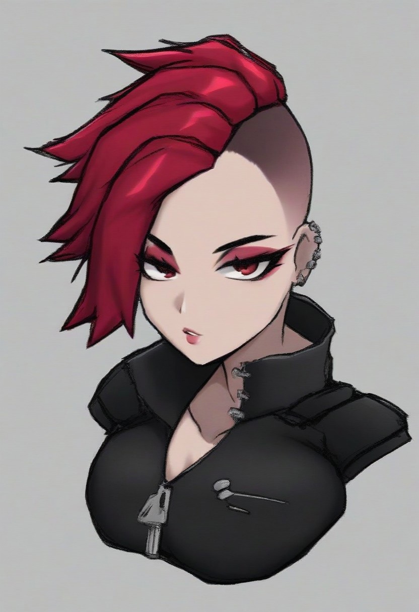 1girl,face,Undercut Fade,red hair,white background,