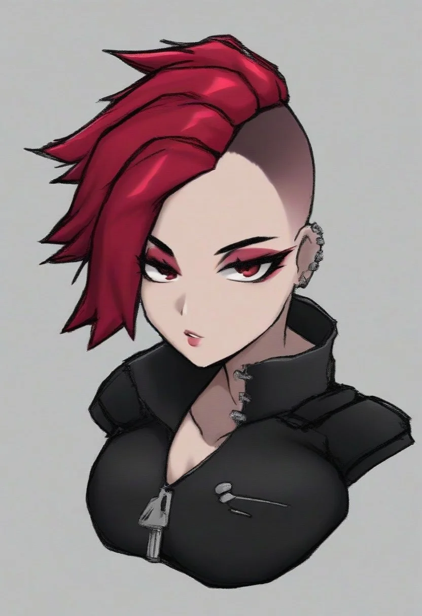 1girl,face,Undercut Fade,red hair,white background,