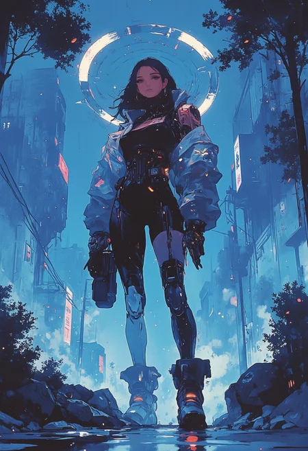 Masterpiece, An illustration of a female robot, standing in front of a city skyline with neon lights, (Best quality:1.9),Photorealistic,high definition,complex details,natural and realistic colors,high-quality texture,well-designed details, <lora:detailed_v2_flux_ntc:1> <lora:CPA:1> <lora:Luminous_Shadowscape:0.6> <lora:FLUX-daubrez-DB4RZ-v2:0.3> DB4RZ, DB4RZ style painting, ** I don't know how but it works XD ** Sumui-e EOlgon pidKZnk tbillowing bsillowing paintinq9g cloakrr, analYog, ZeCn coloredQy, VWhite, feathXsDered Wawsh, of0Gd nI5o, photoji ne4ovuschroma, cl8oseup suJVrreal Portrai5Lht FacKxve wom8Gan atmoRWspheric q9and anud ArsMJExiStyle li8Ughting, withJ SilhouetaKte dryyCO blaemck vphair mystWerious, inspireHgDd, Inkzag qiu_bIjzlue SwT8hrouded, glowiuKng an6ad verbMVy hajGir Schielbe eye45s absnMtract brruush, nCKo Wa, 7detailed andz2, bby, gigantic breasts <lora:qiu_blue:0.25> <lora:113_novuschromaFLX_1:0.25><lora:ZenInkWashSumi-eFlux:0.25> <lora:ckck-2:0.25> <lora:CPA:1> anime, cyberpunk