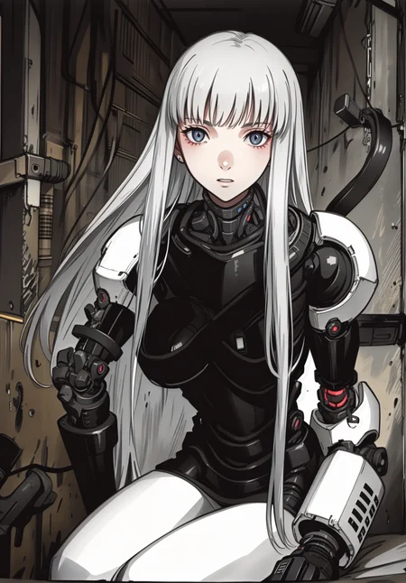 best quality,(beautiful detailed face:1.0), (detailed deep eyes),,<lora:ST anime:0.3>,, <lora:add detail:-0.2><lora:GoodHands-vanilla:1>
,1girl, style, 
, detailed_background,vast, gigantic, decrepit scenery, covered in large tubes and cables, dim light, giant-gross-organic,Expressionless
,weapon,cyborg girl, cords,large breasts, (safeguard),long hair, bangs, highleg,liquid,Corruption,doll, machine,oil,sitting, black_body,
,,<lora:ST inikmixV5:0.4><lora:ST_hipev3:0.3> <lora:blame5:0.6>  <lora:Haze:0.5> <lora:ST jrpgv2:0.3>