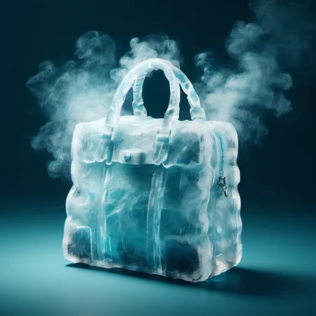 a bag,ice, <lora:Ice:1>, smoke effect