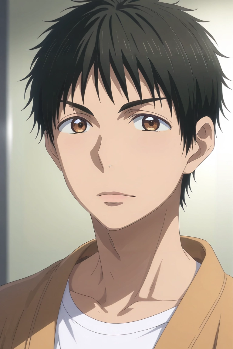 score_9, score_8_up, score_7_up, , rating_safe, , semi-realistic, looking at viewer, depth of field, 1boy, solo, male focus, <lora:yuusuke_igarashi_pony:0.92>, yuusuke_igarashi, black hair, brown eyes, short hair, , , <lora:sdxl_lightning_8step_lora:1>