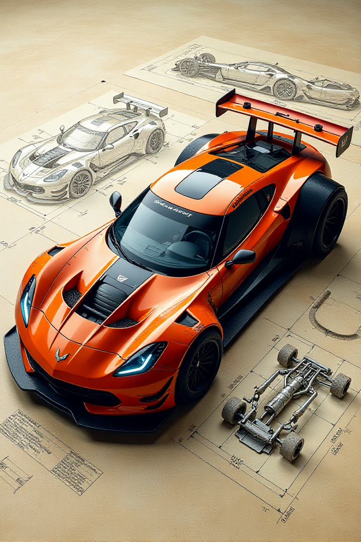 This image provides an exceptional level of technical detail and insight into the design of a foosball on a wooden table on wheels. The central focus is the vehicleâs aggressively styled and dynamic exterior, with its bold color scheme, intricate aerodynamic bodywork and prominent racing livery. Surrounding the vehicle are detailed engineering drawings, schematics and dimensional diagrams that reveal the sophisticated design and engineering principles underlying the vehicleâs construction. Accurate technical renderings showcase the complex suspension geometry, intricate structural components and meticulous planning. Aerodynamic Elements The juxtaposition of the powerful and visually striking vehicle with the technical drawings creates a compelling visual narrative, inviting the viewer to explore the intersection of form and function. It showcases the remarkable attention to detail and relentless pursuit of performance optimization. is dedicated to developing a top-tier vehicle. The overall composition seamlessly blends the artistic expression of the vehicle design with the technical rigor of the engineering process. It is a legacy of the skill and experience of the design team, who have masterfully translated their vision into a purpose-built, high-performance racing car. This image not only captivates with its visual impact but also provokes a deeper appreciation for the engineering excellence and
<lora:Dieselcore:0.7><lora:Glitchcore_Flux:0.4>âââ