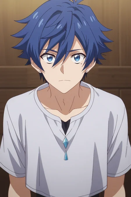score_9, score_8_up, score_7_up,source_anime,BREAK, rating_safe, intricate details , , , anime screencap, anime coloring, official style, depth of field,1boy, solo, male focus , , ,<lora:allen:0.70>, allen westfelt,blue hair,blue eyes,spiky hair,short hair,mole,jewelry,upper body,cropped shirt,white shirt,short sleeves,from above,look up , , ,<lora:sdxl_lightning_8step_lora_315544:1>