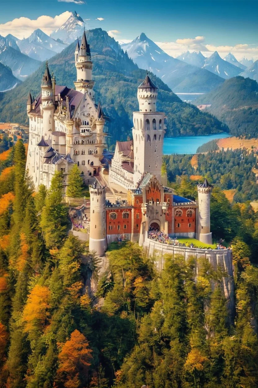 score_9, score_8_up, score_8, ,<lora:NeuschwansteinCastlePDXL:1.0>, no humans, zzNeuschwanstein, sky, day, tree, blue sky, no humans, nature, forest, fantasy, tower, landscape, lake, ,embedding:zPDXL, <lora:SDXLFaeTastic2400:0.5>,