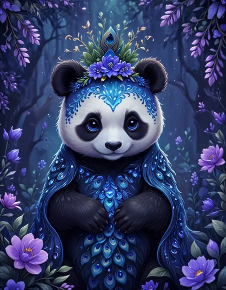 novuschroma14 style peacock panda with flowers <lora:novuschroma14 style:1> <lora:sdxl_lightning_8step_lora:1>