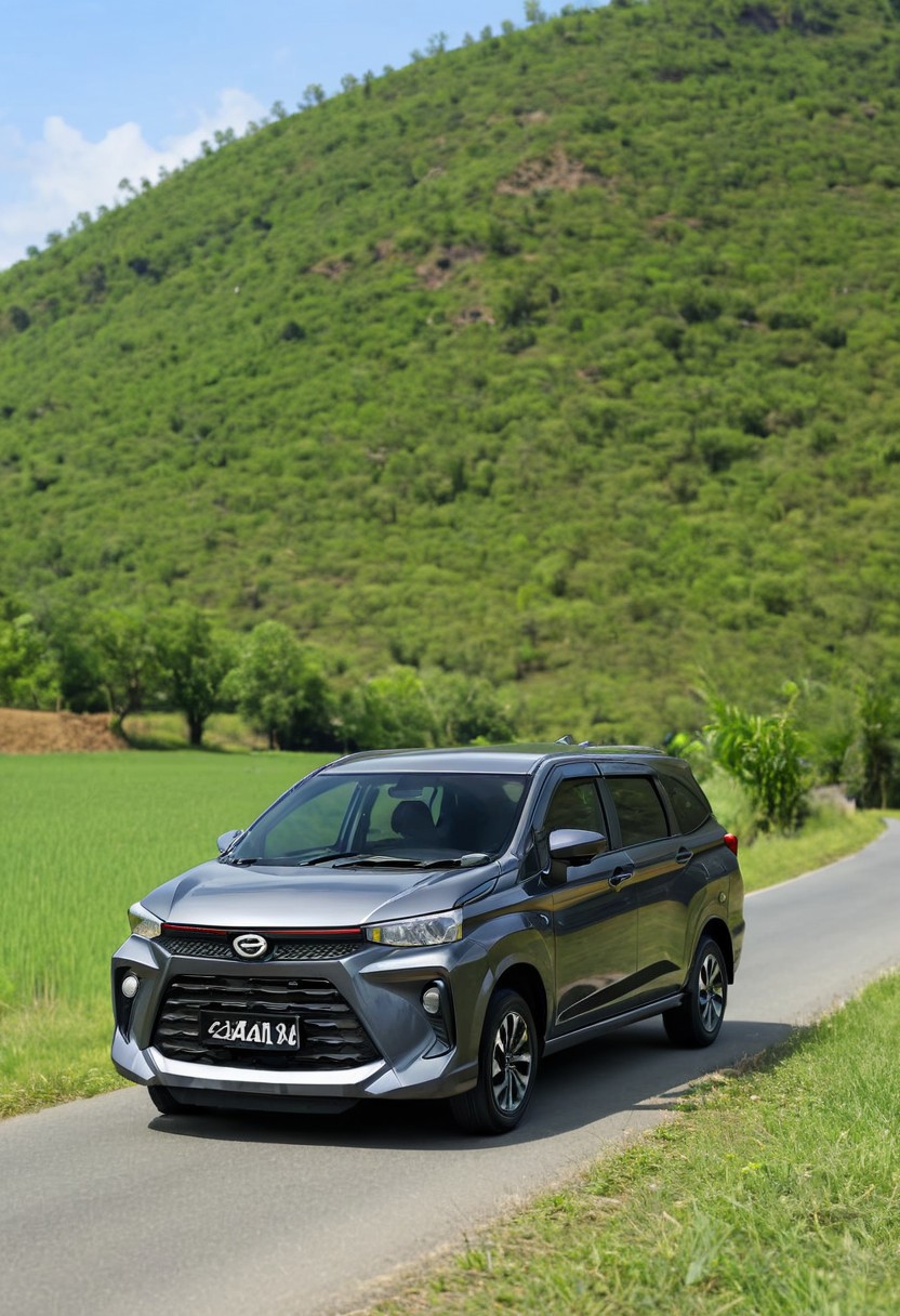 high resolution, best quality, Car, Daihatsu Xenia, Sunny Day, countryside, road, high speed,