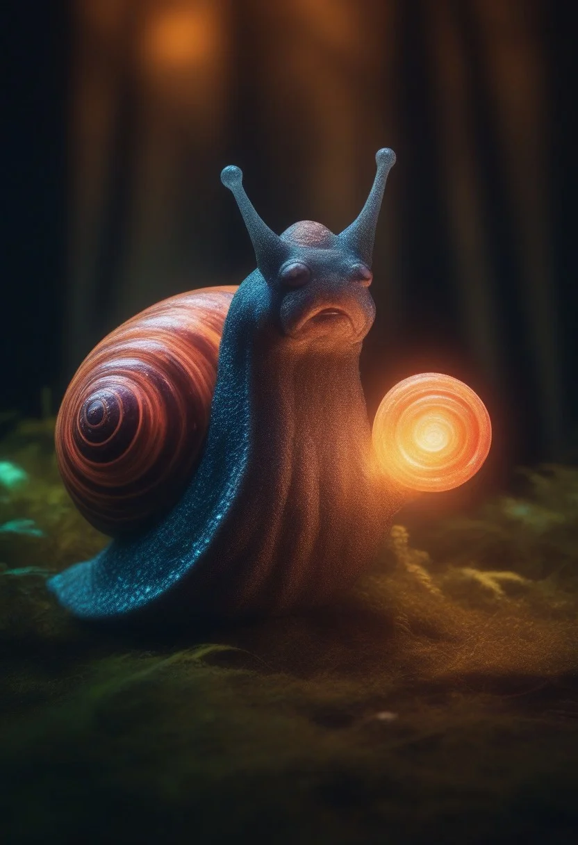 (snail wizard googly eyes), eating candy, sharp teeth, Close up, blurry background.
glowing tress, forest
zavy-flrscnc, fluorescent, fluorescent spraypaint,