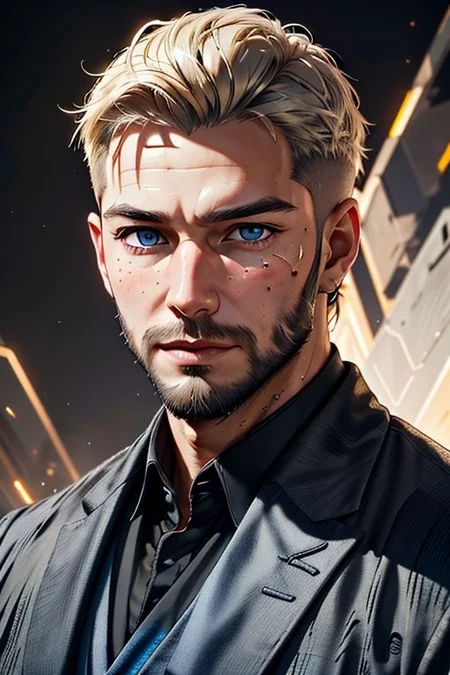 Master piece, highest quality, highest possible OverallDetail, semirealistic, blue eyes,
Create an elder of a cultivator sect.
The character looks like he is in his late twenties or early thirties.
He is bald and has a long blond-golden beard.
His eyes are blue. Detailed face.