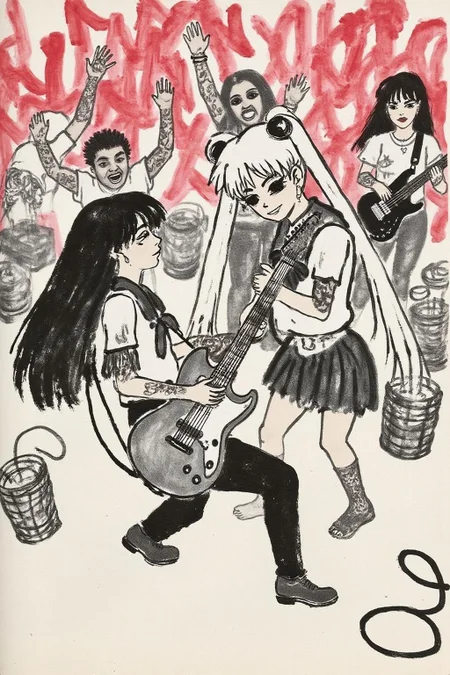 qbs1 ink wash painting
punk sailor moon playing a guitar at a heavy metal mosh pit, tattoos, pearcing. <lora:qbs1_cap_d6a3e12:1.0><lora:818431796929728265:0>