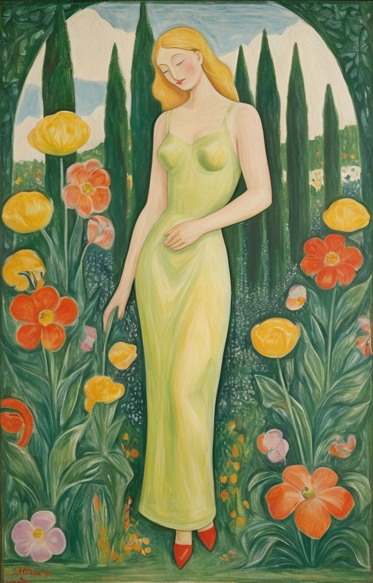 masterpiece,best quality,<lora:tbh217-sdxl:0.9>,illustration,style of William Zorach A bottle of perfume in garden
