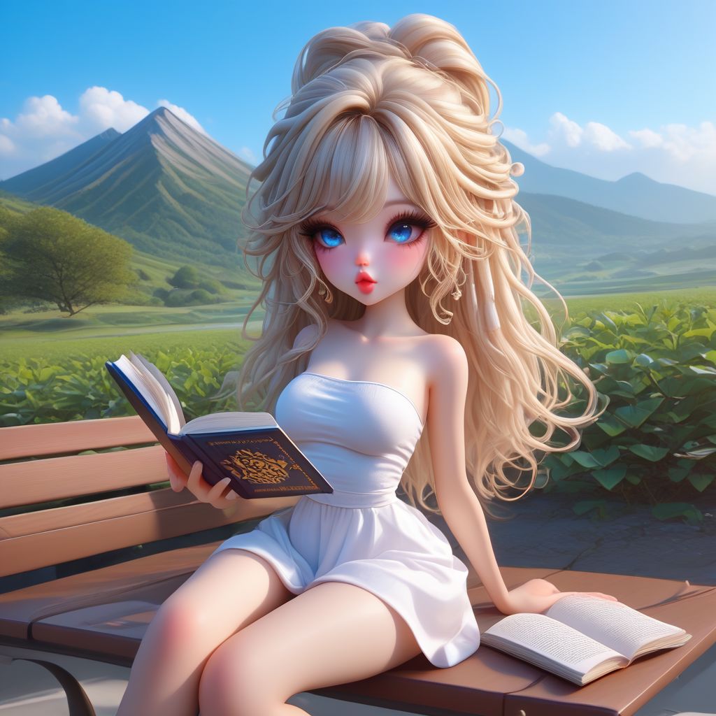1girl, sitting on bench, reading a book, sundress, mountains
Expressiveh, BingBabexxx