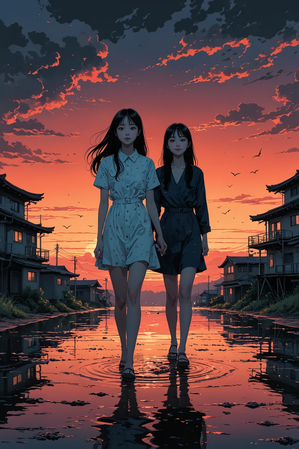 by Alena Aenami and Phuoc Hoai Nguyen in the style of Junji Ito and Lisa Keene