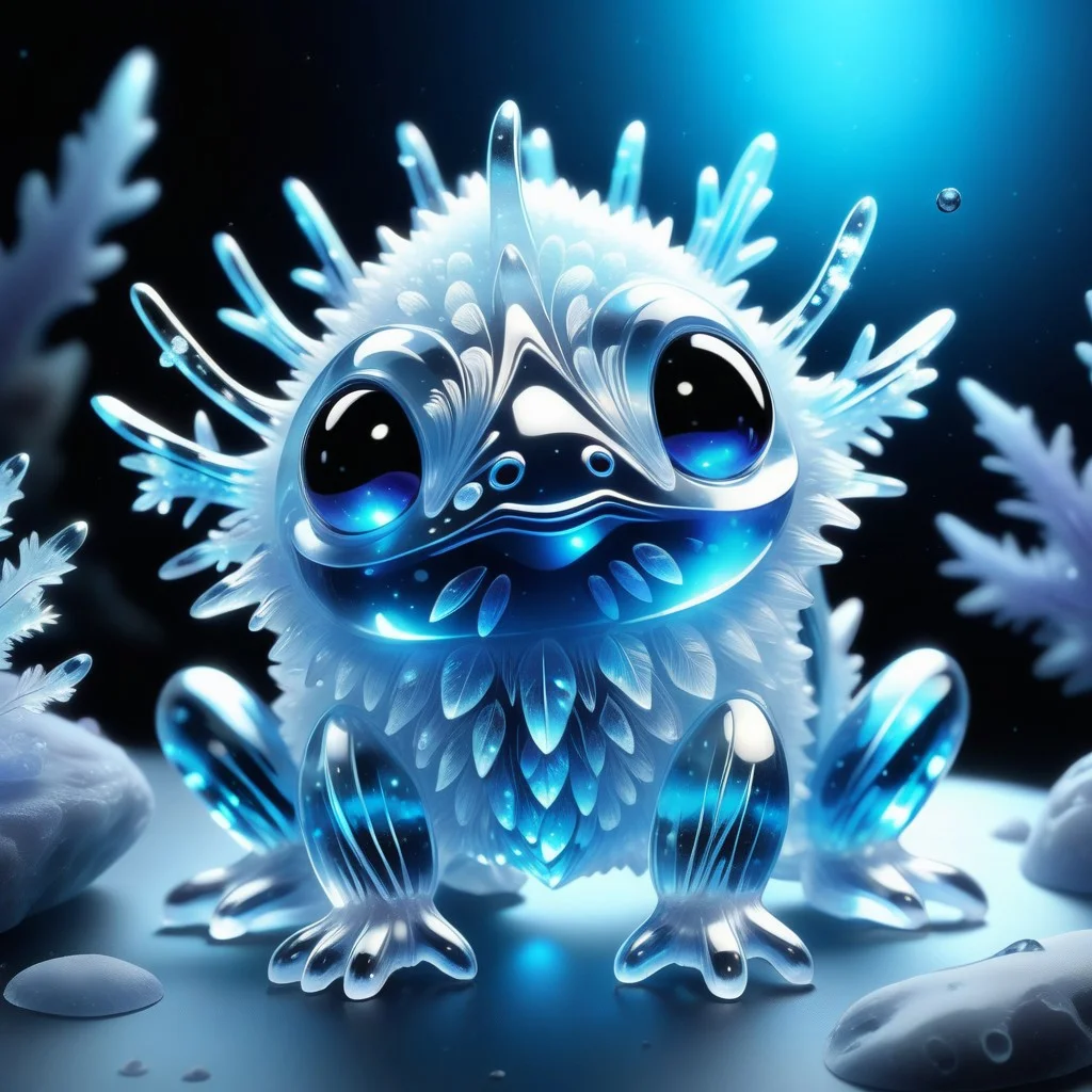 a cute creature made out of Jed-Blmicry, <lora:BioIceCrystalStyle-000006:0.7>, masterpiece, full of details,