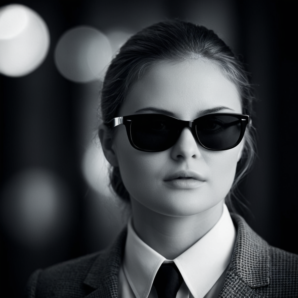 cinematic film still of <lora:add-detail-xl:0.1>1
<lora:detailed:0.2>
<lora:perfection style:0.2>
<lora:eyetune:0.5>
<lora:xl_more_art-full_v1:0.3>
<lora:Ron Fricke style:0.3>
 <lora:Unreal Engine style:0.1>
<lora:TeethXL:1>
 <lora:infrared photography style:1>
 <lora:Chiaroscuro Lighting Style:0.3>
infrared (IR) photography a woman with glasses and a tie is looking away,solo,1boy,closed mouth,monochrome,greyscale,male focus,glasses,sunglasses,portrait,realistic , movie themed, sharp, detailed, epic cinematic photography, artistic, dramatic light, cinematic style, film style, infrared photography style, shallow depth of field, vignette, highly detailed, high budget, bokeh, cinemascope, moody, epic, gorgeous, film grain, grainy