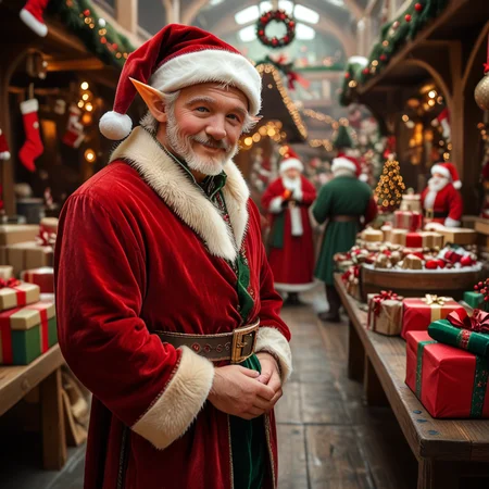 score_6_up,score_5_up,score_4_up,
<lora:Wolvies_Christmas_Elf_v241212.1449:1>, xmas_elf, male elf, old, Christmas, holiday, complex background, wrapping presents, in Santa's workshop, North Pole, concentration, smile, anime, highly detailed, in focus, excellent quality, high resolution, Christmas background, Christmas decorations, cozy, masterpiece, best quality, very aesthetic, (open eyes:1.3), (accurate eyes:1.2), (detailed and precise face:1.2), life-like, depth of field, detailed textures, bright colors, natural light, ultra HD, fine details, soft background blur,