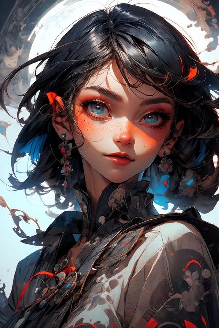 close-up shot, woman, gothic make-up, detailed skin, light freckles, shallow depth of field, OverallDetail
<lora:more_details:0.4>
 <lora:Cosmic anime-oil fusion v2:0.45> 
<lora:AnimeVibesV3:0.3> animevibes, 
<lora:3DMM_V11:0.5> 3DMM 
<lora:midjourney_20230624181825:0.7> midjourney ,
 <lora:LAS:0.5> cloud,colorful,
<lora:msw_locon-t2:0.6>
 <lora:wuxia2:0.6> gu,
 <lora:CyberpunkStyleV1:0.2> PunkAI ,
<lora:CatgirlMaidV1.0-000003:0.35> CatgirlMaid, shiny, shiny hair, shiny skin, shiny clothes