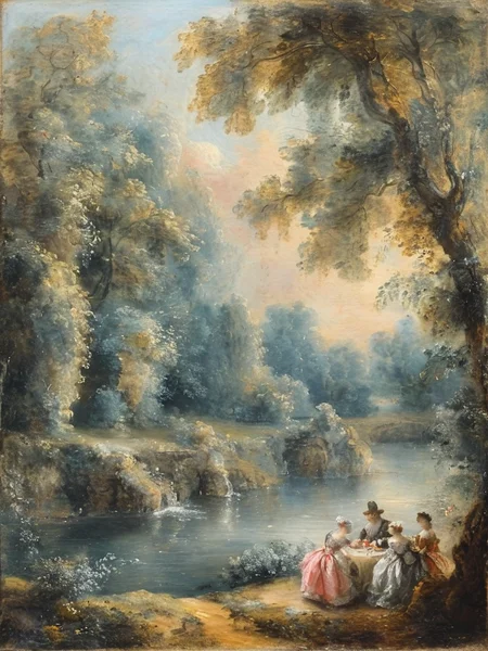 masterpiece,best quality,<lora:tbh124-sdxl:0.7>,landscape,rococo,oil painting,style of Jean-Antoine Watteau,