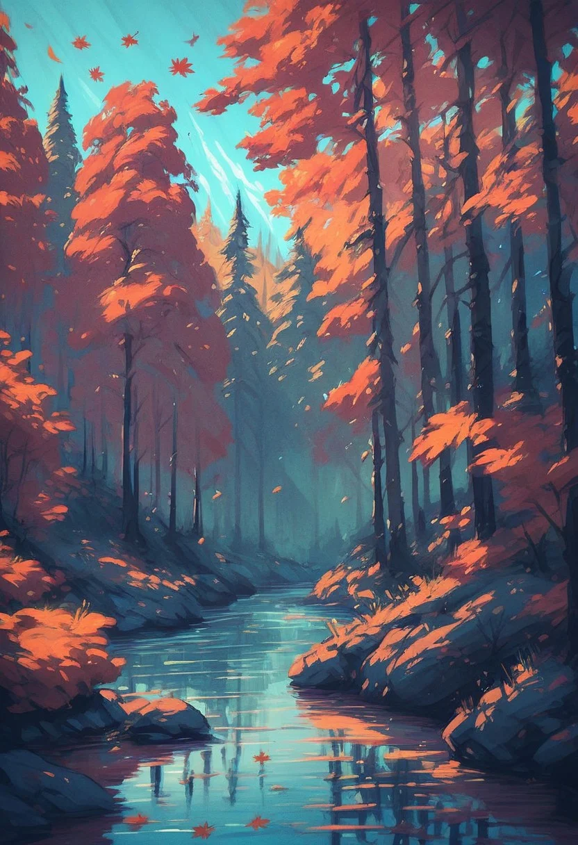score_9, score_8_up, score_7_up, score_6_up, score_5_up, c0l0urfulsc3n3, scenery, colourful, forest, autumn leaves, autumn, lake, migrating birds