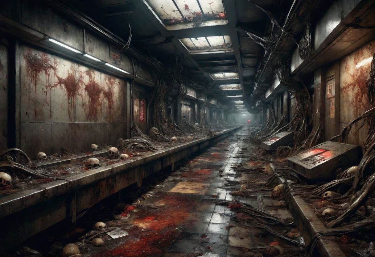 EdobHorrorLandscape,
ghst-3000, OverallDetail,
A landscape of a deserted metro station,
hopeless, nightmare, broken lights, night, dark ambiant,
trash, corpses, blood, skelettons,
HDR, HD textures, intricated details, 8k,