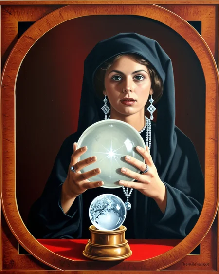 Witch with crystal ball, dark, esoteric, surrealistic, doviliotarot <lora:DovilioTarot_SDXL:1.0>