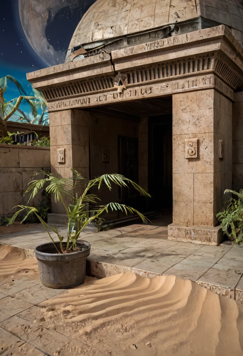 score_9, score_8_up, score_7_up, BREAK, RAW, photo, 8k, very sharp, very detailed, realistic, real, hyper realistic, Photorealistic, real photo, no people, no humans
distant structures, sky, stars, moon, tiles, tomb, sand, plants,
<lora:Unreal Tournament 2004 - Facing Worlds - Sun Blade_epoch_11:0.7> facing3worlds,