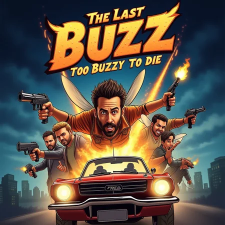 Action movie poster with the title "The Last Buzz 3: Too Buzzy to Die"