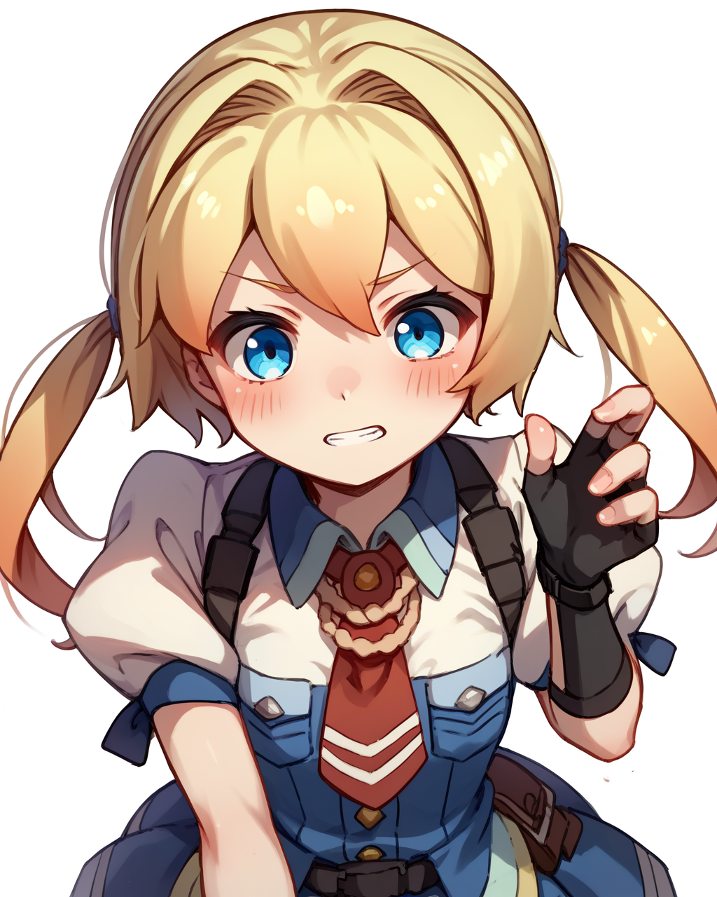 score_9, score_8_up, score_7_up, score_6_up, score_5_up, score_4_up, BREAK source_anime,<lora:add-detail-xl:1>,<lora:Expressive_H:1>,
 <lora:Frederica Irving_PONY:1>,frederica irving, 1girl, solo, blonde hair, blue eyes, twintails, fingerless gloves, necktie, short sleeves, puffy sleeves, shirt,dress