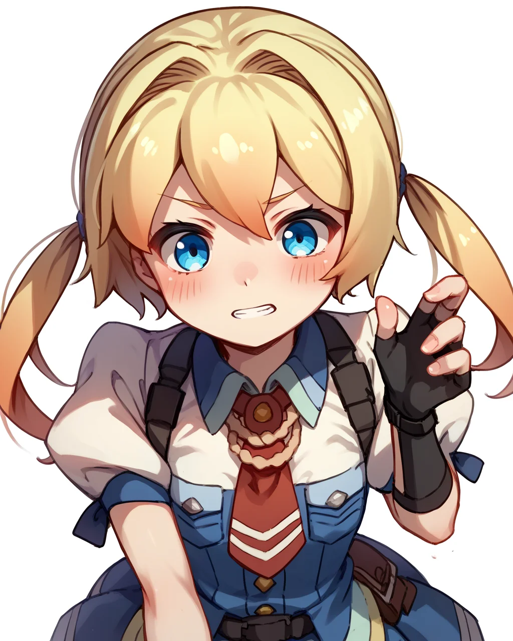 score_9, score_8_up, score_7_up, score_6_up, score_5_up, score_4_up, BREAK source_anime,<lora:add-detail-xl:1>,<lora:Expressive_H:1>,
<lora:Frederica Irving_PONY:1>,frederica irving, 1girl, solo, blonde hair, blue eyes, twintails, fingerless gloves, necktie, short sleeves, puffy sleeves, shirt,dress