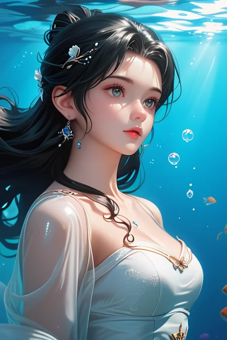 score_9,score_8_up,score_7_up,
<lora:QingYi_Pony:0.8>,black hair,shiny_skin,glamor,crystal drop earrings,
qingyi,underwater,characters,ethereal,serene,bubbles,light rays,aquatic,dreamy,vibrant colors,flowing hair,graceful poses,deep sea,mystical,reflections,