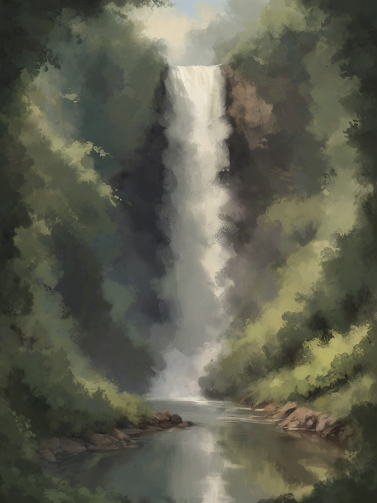 ptm-no2, a waterfall inside a lush jungle, deep shadows,   <lora:- SDXL - ptm-no2_style_V1.0:.8>   <lora:- SDXL - n-eeyblch_eye_bleach_V1.0:-0.5> n-eeyblch