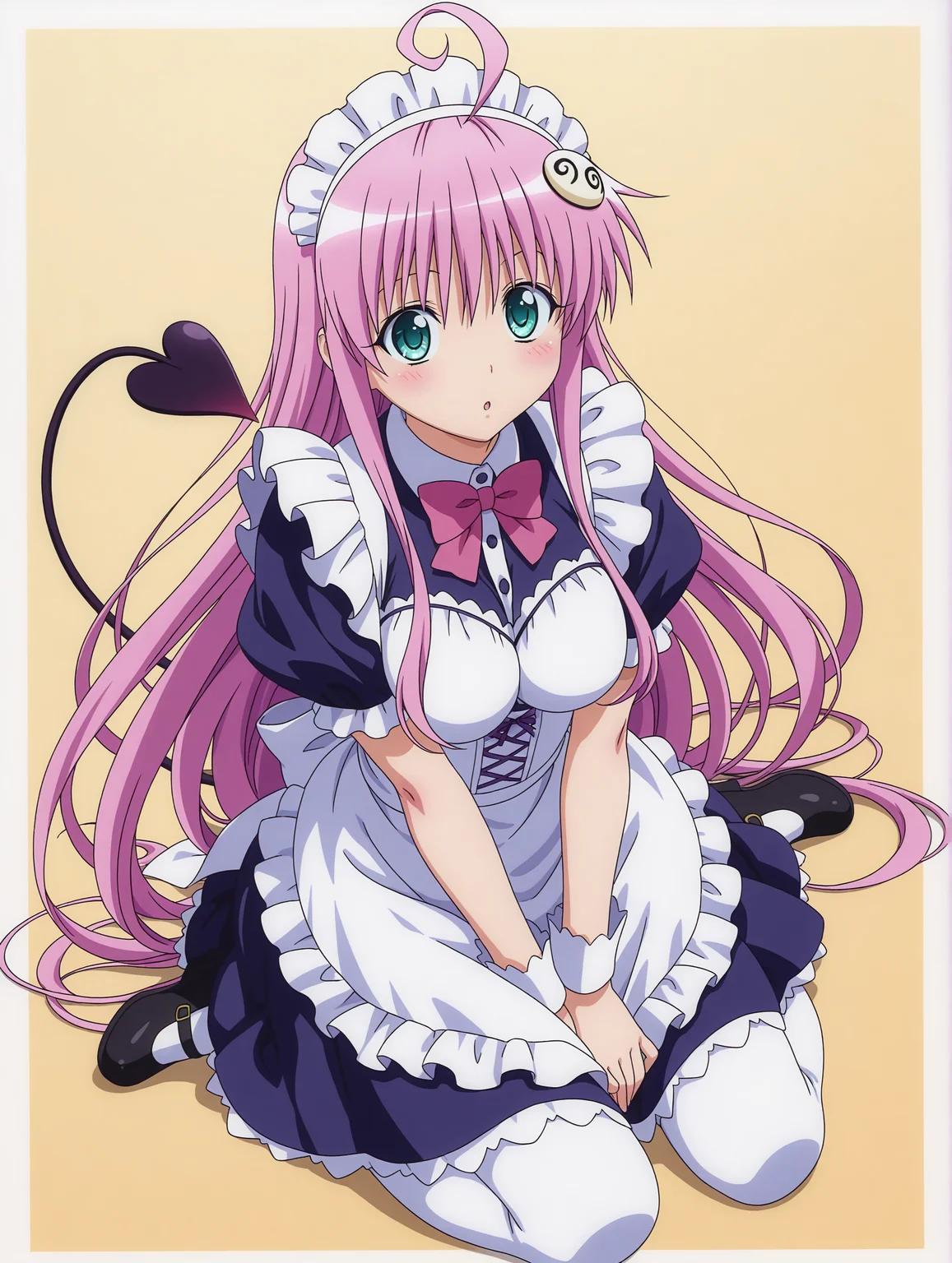 <lora:lala:1>,lala,tail,maid,full body,