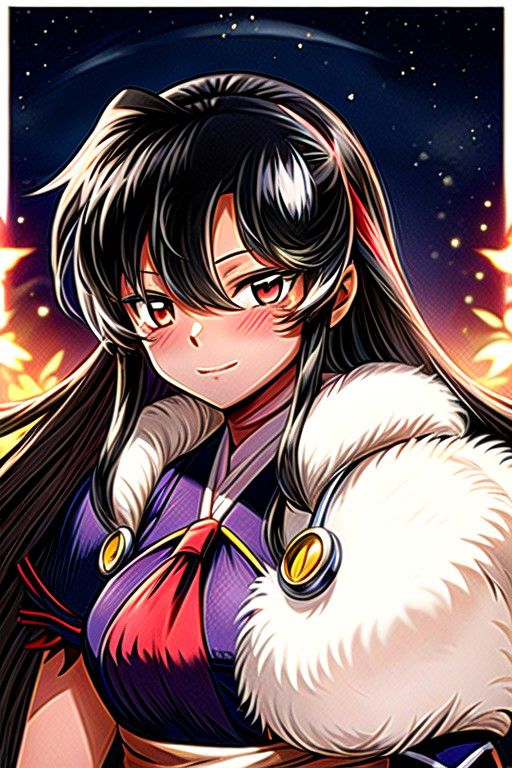 best quality 1girl Setsun4 solo long hair,  (night time) forest background black hair very long hair purple eyes multicolored hair armor, small, (fur trim) (medium body),<lora:EMS-179-EMS:0.800000>,<lora:EMS-293862-EMS:0.800000> bow, hair_bow, hair_tubes, red_bow, brown_hair, long_hair, bangs, ascot, frilled_bow, yellow_ascot, blush, smile, hair_between_eyes, athletic, armor, miko, strengthmda,  Smiling, happy, (helmet), Samurai Helmet