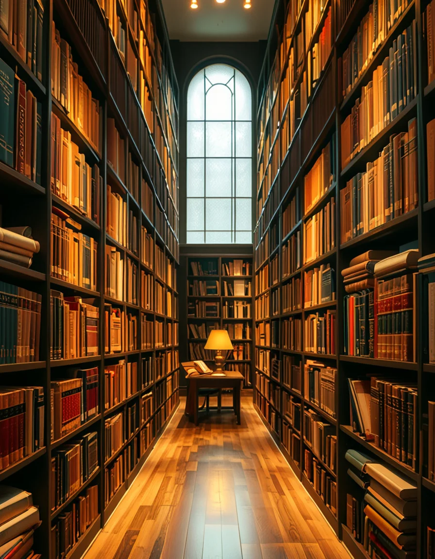 A quiet and well-organized aisle in a grand university library, lined with tall wooden bookshelves filled with countless books of various sizes and colors. The aisle is illuminated by soft, warm lighting from overhead lamps, casting a gentle glow on the polished wooden floor. A cozy reading nook with a wooden chair and a small desk is tucked into a corner, with an open book resting on the surface. The background features large arched windows letting in natural daylight, adding a serene and scholarly atmosphere. The perspective of the image leads down the aisle, creating depth, with book titles slightly visible on the spines. The ambiance is peaceful, evoking a sense of knowledge and intellectual curiosity.
<lora:SDXLFaeTastic2400:0.4> <lora:extremely_detailed:0.4> extremely detailed, <lora:University_Library_41sl3:1>,University Library 41sl3, Masterpiece,best quality,hi res,8k,hi res,8k,award winning,(sharp focus, intricate, highly detailed),