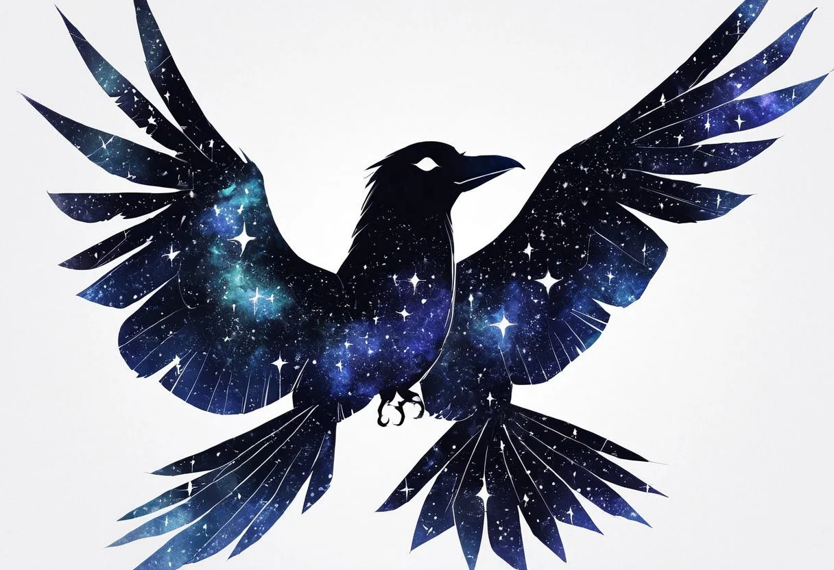 (anime), white background, crow, galaxy, (masterpiece), score_9