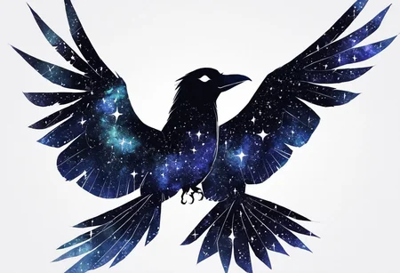 (anime), white background, crow, galaxy, (masterpiece), score_9