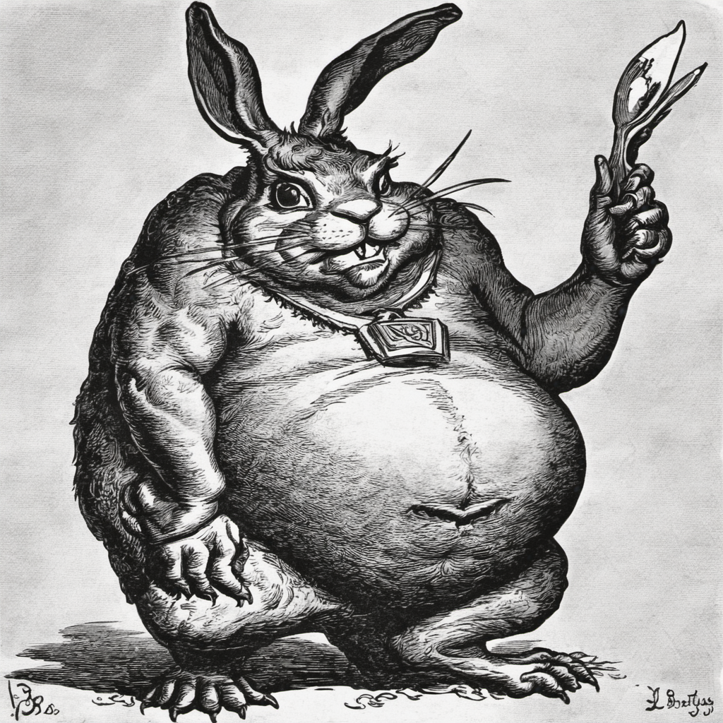 big chungus,greyscale,monochrome,art by llbreton, <lora:LLBretonXLRecent:0.8>