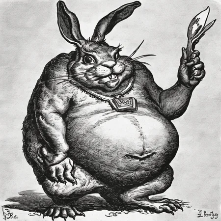big chungus,greyscale,monochrome,art by llbreton, <lora:LLBretonXLRecent:0.8>