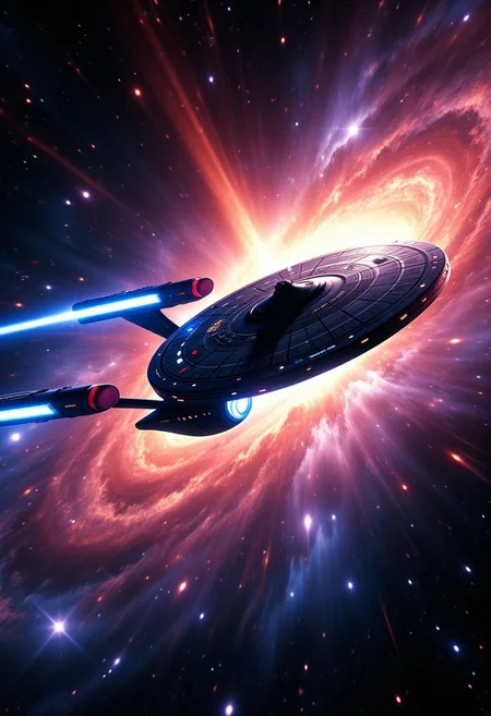 star trek uss enterprise (star trek the original series) flying through hyperspace