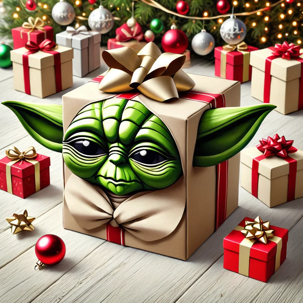 hol1d@yb0x yoda, <lora:HolidayBox:1> , festive, jolly, best quality, gift box,âââ