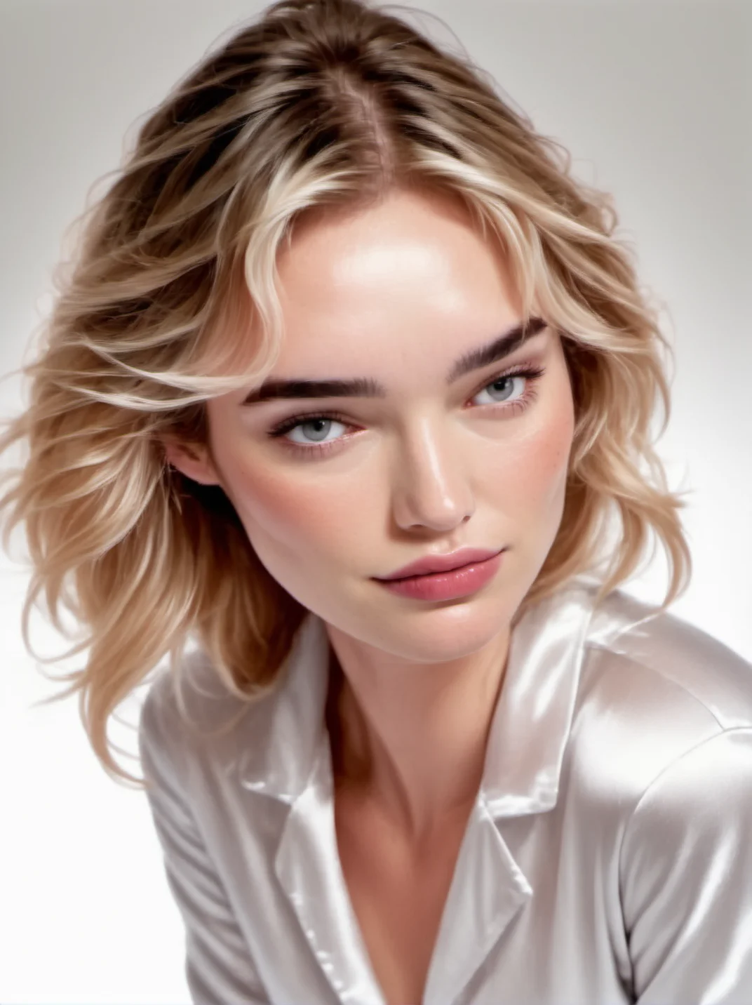 1girl, realistic, blond,
portrait, neutral expression, wearing satin pajamas, white background, looking at us,
<lora:abbie-synth-xl-lora-1:1>